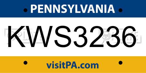 KWS3236 Pennsylvania License Plate