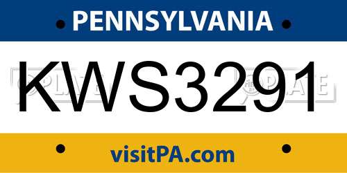 KWS3291 Pennsylvania License Plate