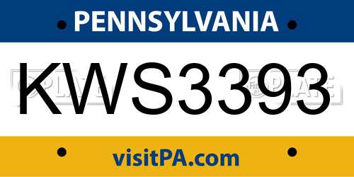 KWS3393 Pennsylvania License Plate