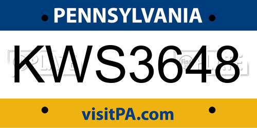 KWS3648 Pennsylvania License Plate