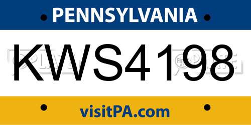 KWS4198 Pennsylvania License Plate