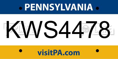 KWS4478 Pennsylvania License Plate