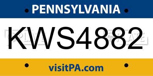 KWS4882 Pennsylvania License Plate