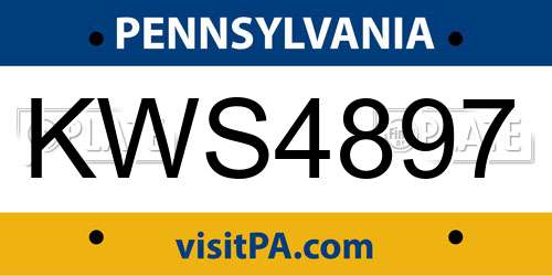 KWS4897 Pennsylvania License Plate