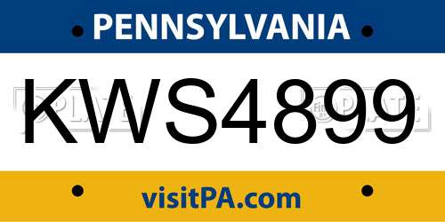 KWS4899 Pennsylvania License Plate