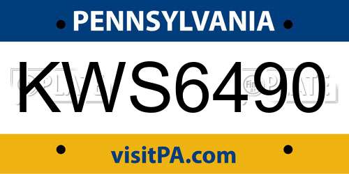 KWS6490 Pennsylvania License Plate