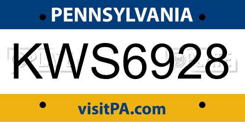 KWS6928 Pennsylvania License Plate