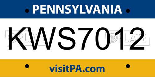 KWS7012 Pennsylvania License Plate