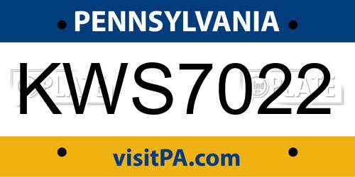 KWS7022 Pennsylvania License Plate