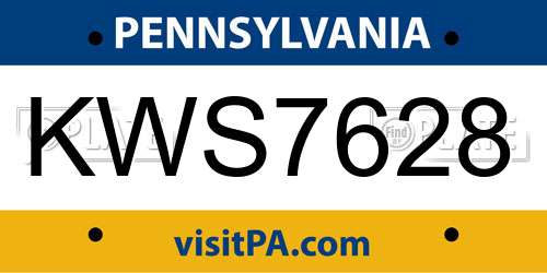 KWS7628 Pennsylvania License Plate