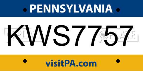 KWS7757 Pennsylvania License Plate