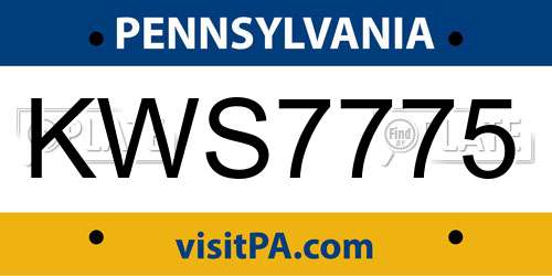 KWS7775 Pennsylvania License Plate
