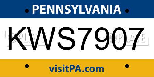 KWS7907 Pennsylvania License Plate