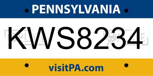 KWS8234 Pennsylvania License Plate