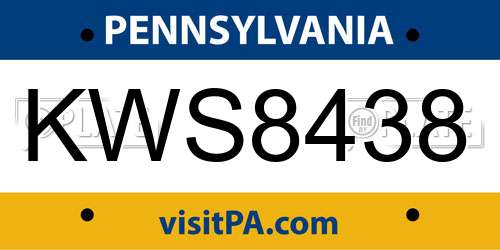 KWS8438 Pennsylvania License Plate