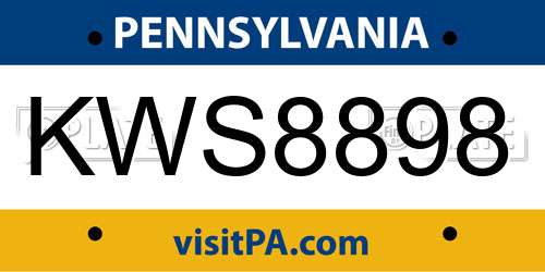 KWS8898 Pennsylvania License Plate