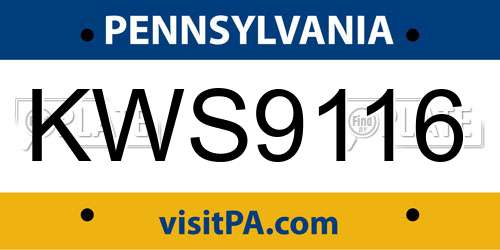 KWS9116 Pennsylvania License Plate