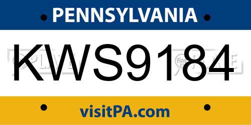 KWS9184 Pennsylvania License Plate