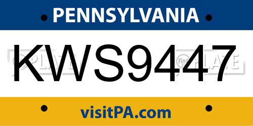 KWS9447 Pennsylvania License Plate