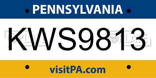 KWS9813 Pennsylvania License Plate