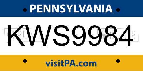 KWS9984 Pennsylvania License Plate