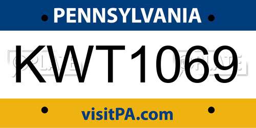 KWT1069 Pennsylvania License Plate