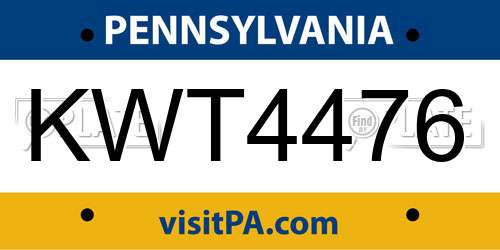 KWT4476 Pennsylvania License Plate