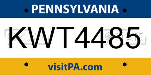 KWT4485 Pennsylvania License Plate