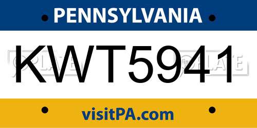 KWT5941 Pennsylvania License Plate