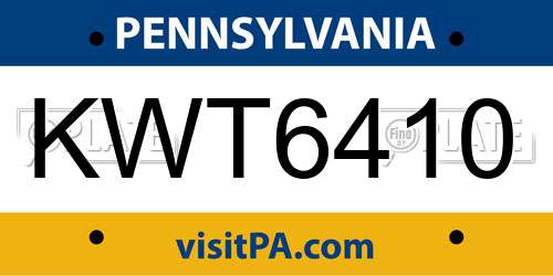 KWT6410 Pennsylvania License Plate