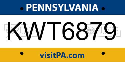 KWT6879 Pennsylvania License Plate