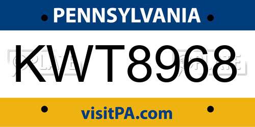 KWT8968 Pennsylvania License Plate