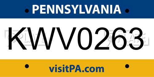 KWV0263 Pennsylvania License Plate