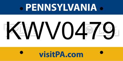 KWV0479 Pennsylvania License Plate