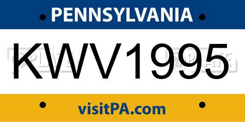 KWV1995 Pennsylvania License Plate