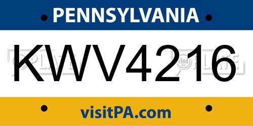 KWV4216 Pennsylvania License Plate