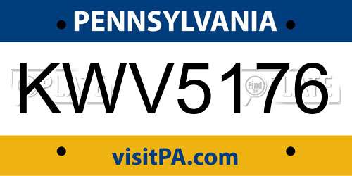 KWV5176 Pennsylvania License Plate