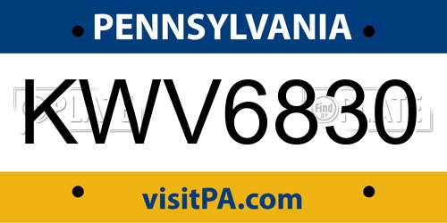 KWV6830 Pennsylvania License Plate