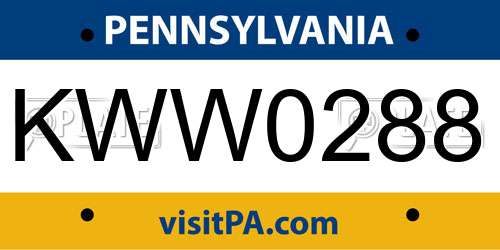 KWW0288 Pennsylvania License Plate