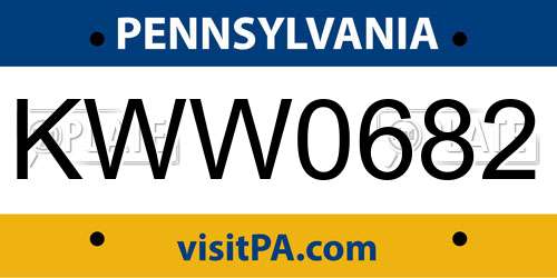 KWW0682 Pennsylvania License Plate