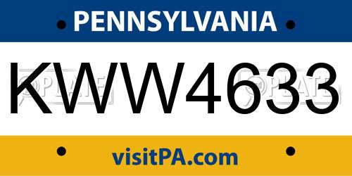 KWW4633 Pennsylvania License Plate