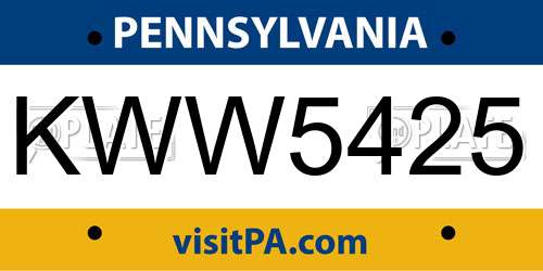 KWW5425 Pennsylvania License Plate