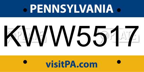 KWW5517 Pennsylvania License Plate
