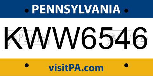 KWW6546 Pennsylvania License Plate