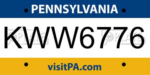 KWW6776 Pennsylvania License Plate