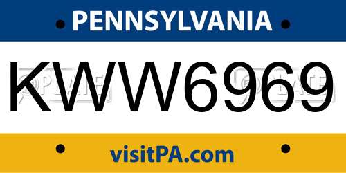 KWW6969 Pennsylvania License Plate