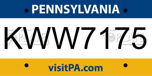 KWW7175 Pennsylvania License Plate