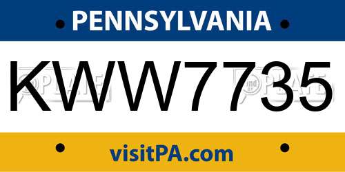KWW7735 Pennsylvania License Plate