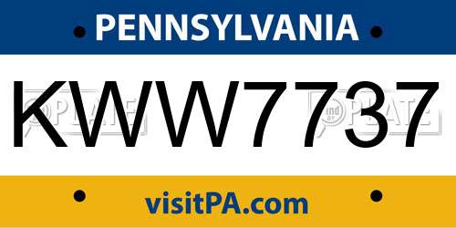 KWW7737 Pennsylvania License Plate