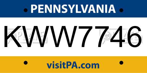 KWW7746 Pennsylvania License Plate